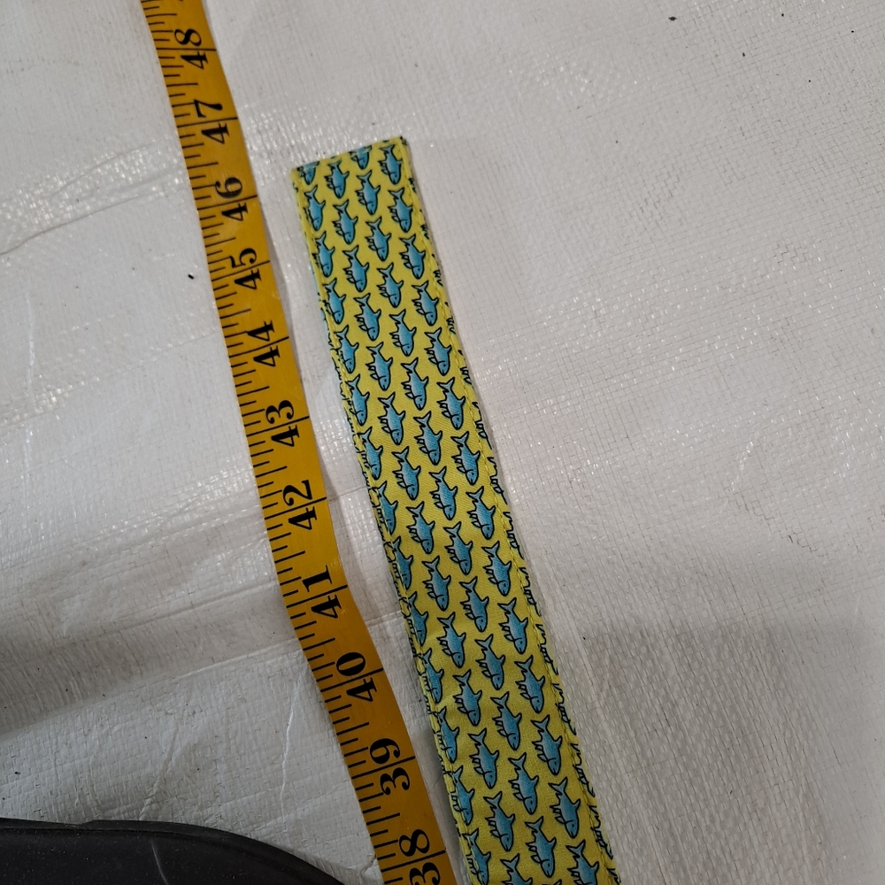 Vineyard Vines Blue Bone Fish Fabric Double DRing Belt - Picture 8 of 13